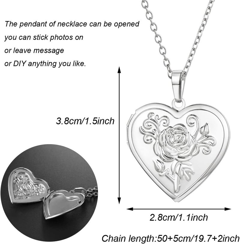 Weenkeey 2 Pcs Locket Necklace that Holds Pictures Stainless Steel Locket Pendant Necklace Memory Photo Pendant Necklace for Women Girls - Image 2